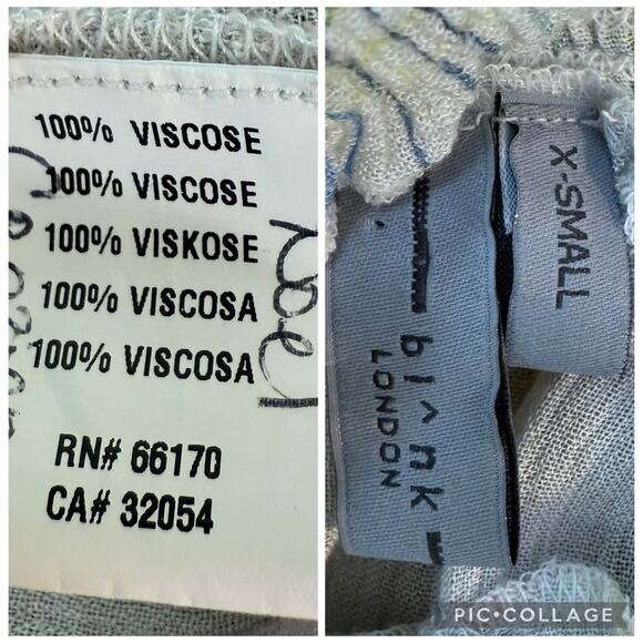 Anthropologie Blank London Floral Watercolor Top XS Smocked Sequin Chevron Boho - Picture 13 of 16